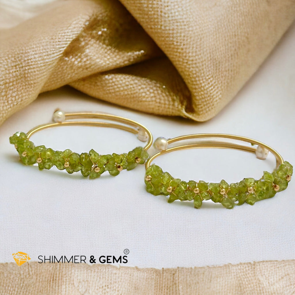 Peridot Bangle (Handmade Wirewrapped 14k gold filled)