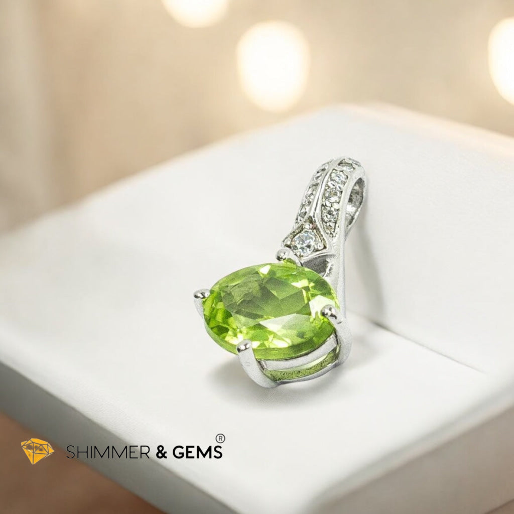 Peridot Drop Pendant 925 Silver (AAA) 6x8mm