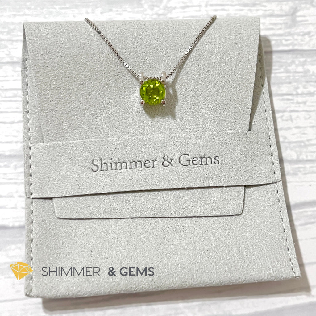 Peridot Faceted Round 7Mm 925 Silver Pendant