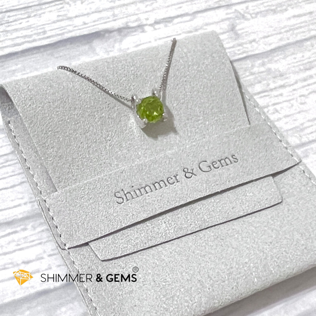 Peridot Faceted Round 7Mm 925 Silver Pendant