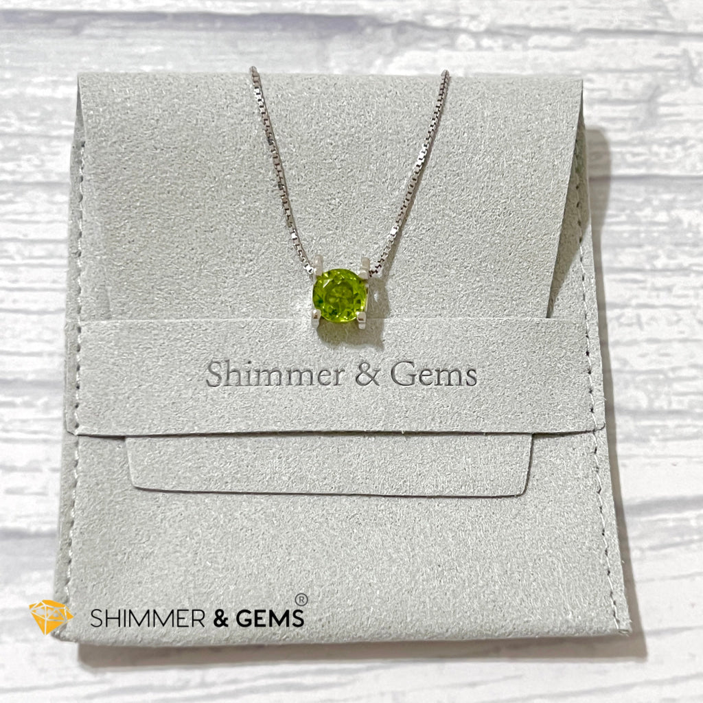 Peridot Faceted Round 7Mm 925 Silver Pendant