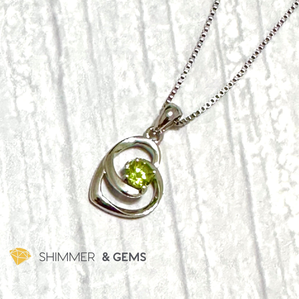 Peridot Heart with Heart 925 Silver Pendant