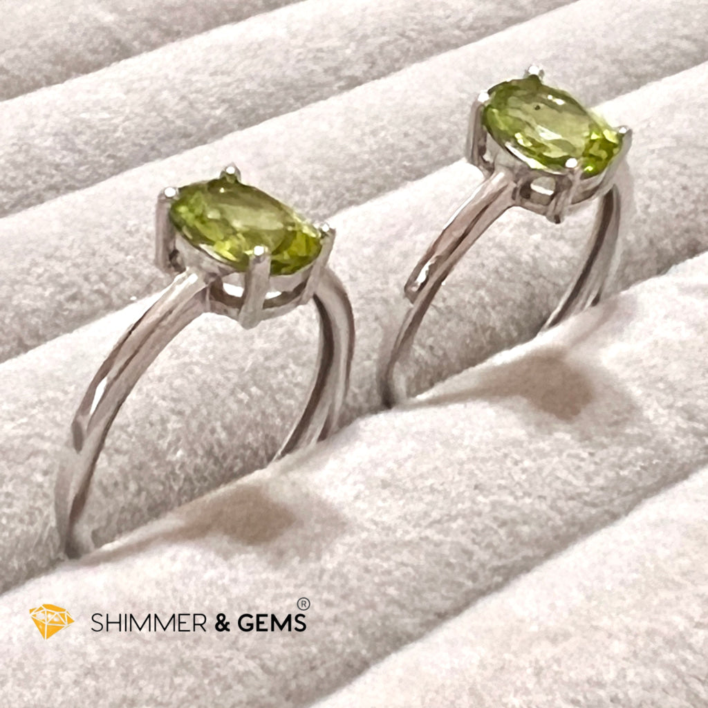 Peridot Oval 925 Silver Rings Gemstone Rings