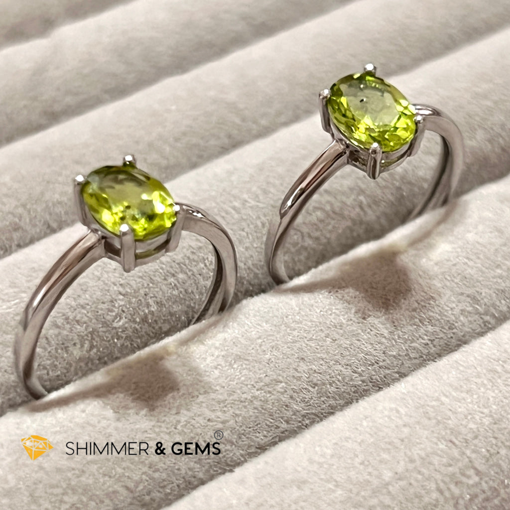 Peridot Oval 925 Silver Rings Gemstone Rings