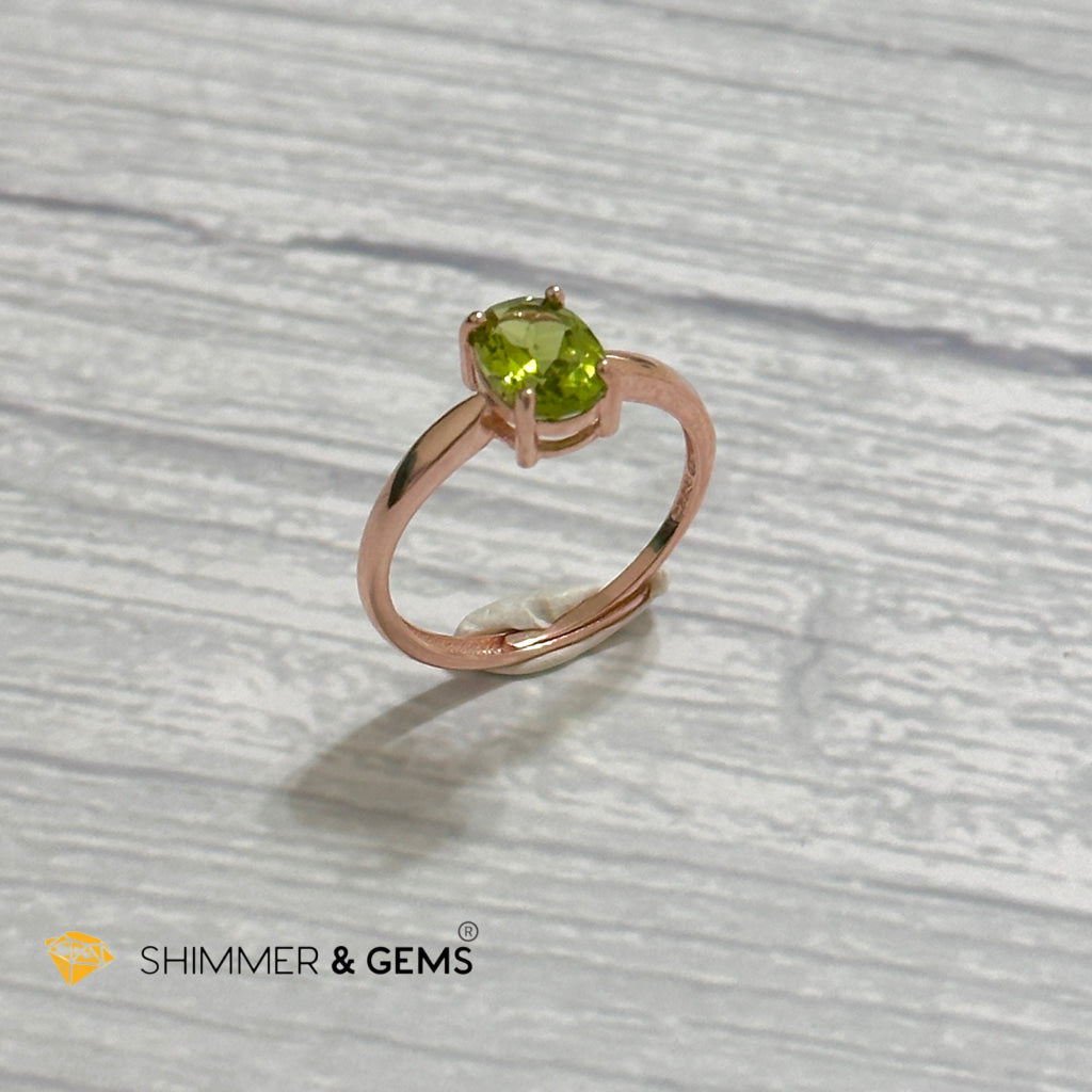 Peridot Rose Gold Oval 925 Silver Ring