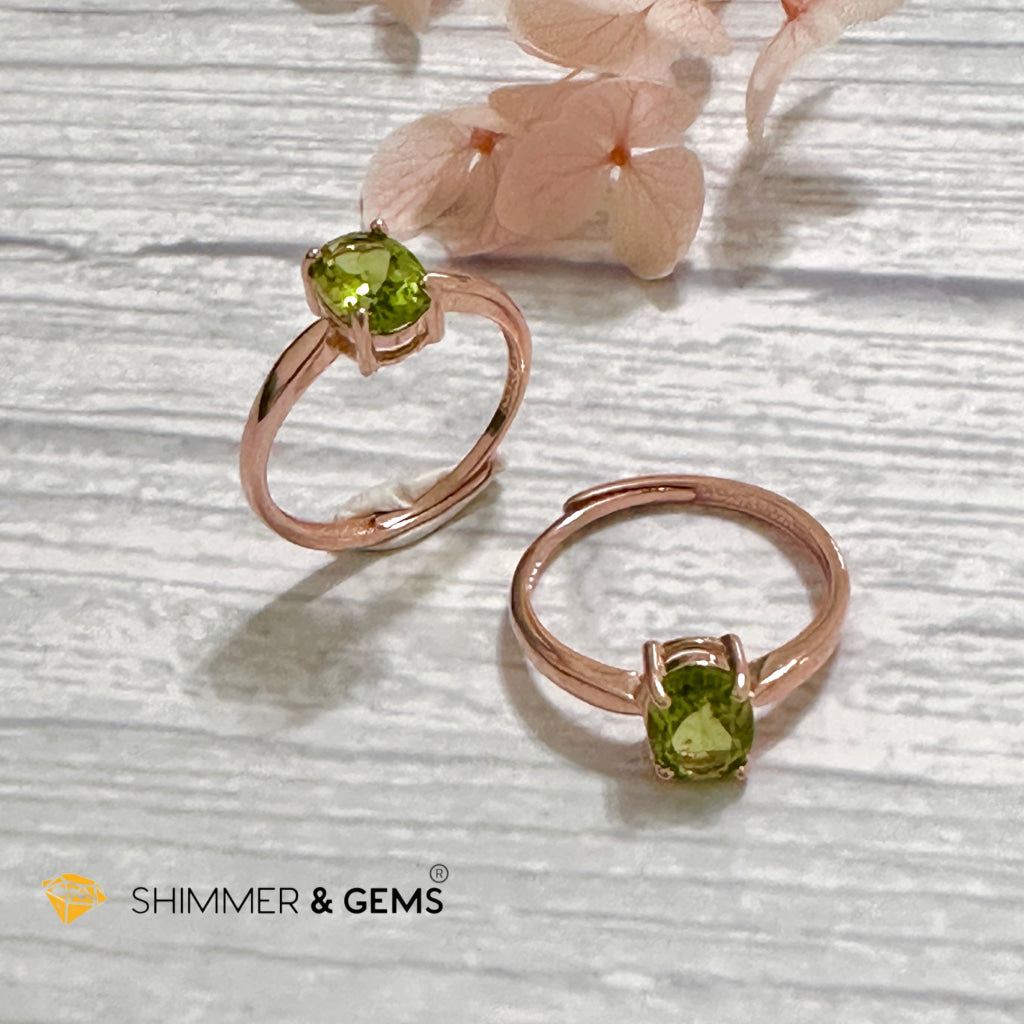 Peridot Rose Gold Oval 925 Silver Ring