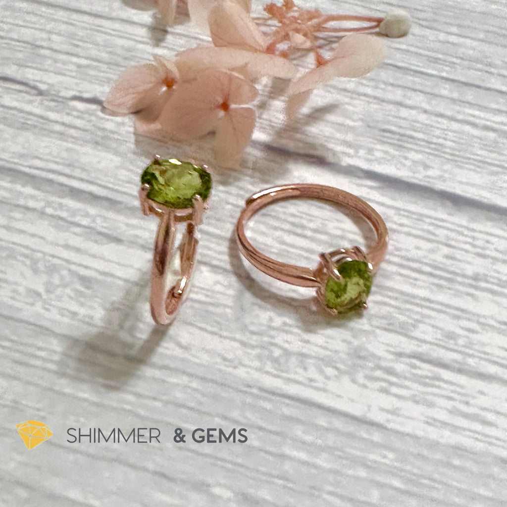 Peridot Rose Gold Oval 925 Silver Ring