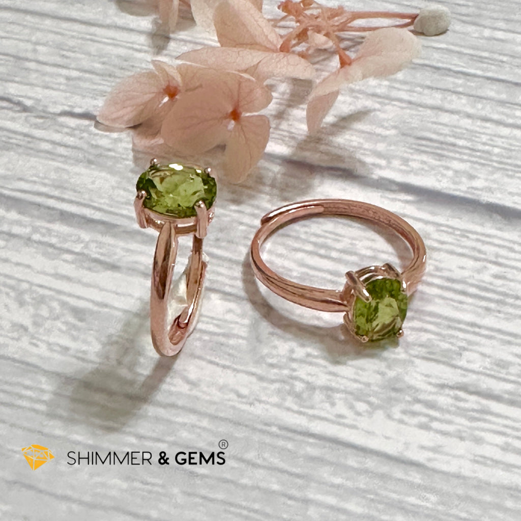 Peridot Rose Gold Oval 925 Silver Ring