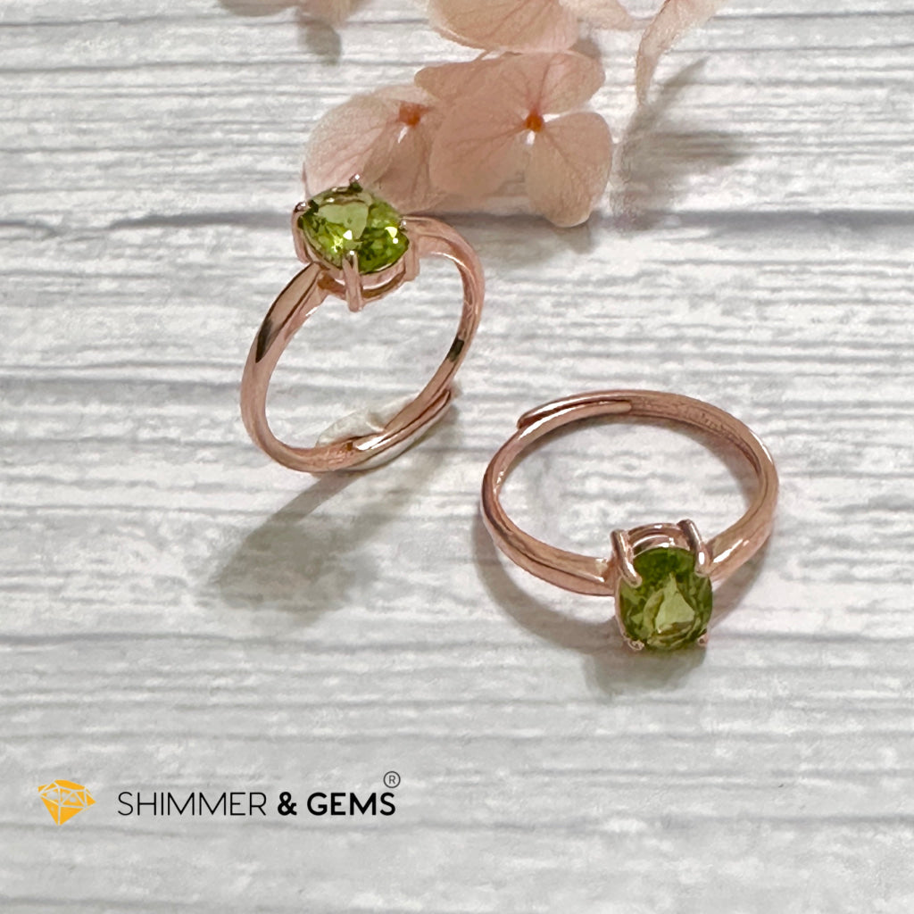 Peridot Rose Gold Oval 925 Silver Ring