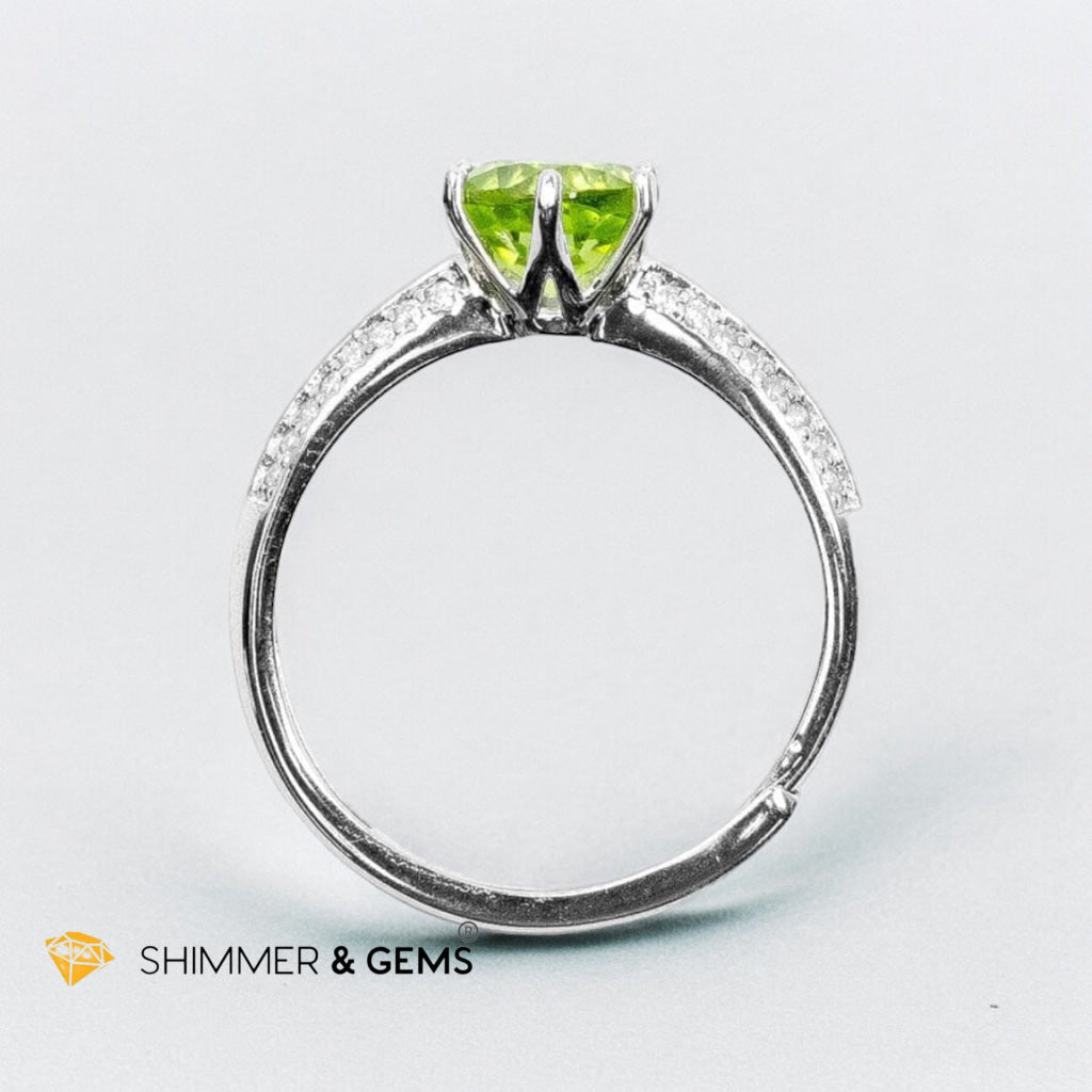 Peridot Solitaire 6mm Adjustable Ring 925 Silver (AA)