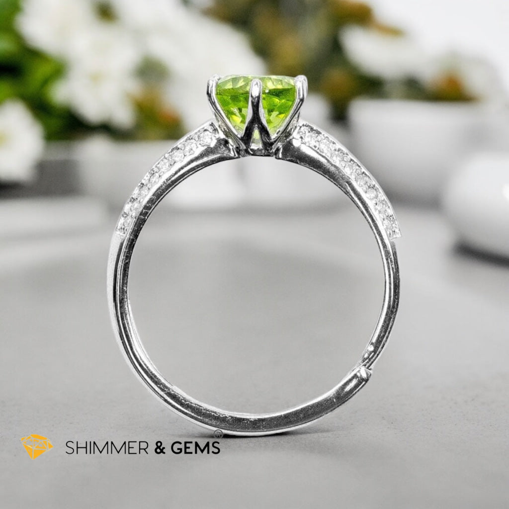 Peridot Solitaire 6mm Adjustable Ring 925 Silver (AA)