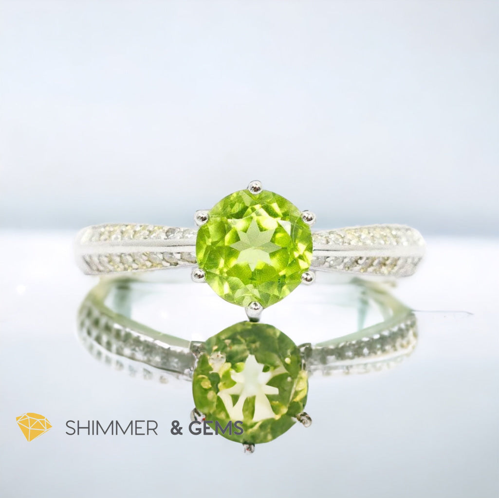Peridot Solitaire 925 Silver Adjustable Ring