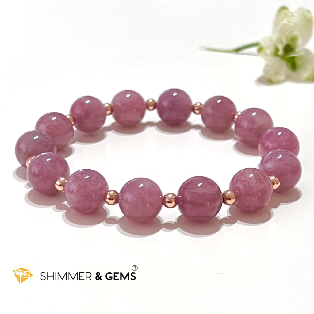 Pink Amethyst 11Mm (Very Rare) Healing Bracelet With 14K Rose Gold Filled Bracelets