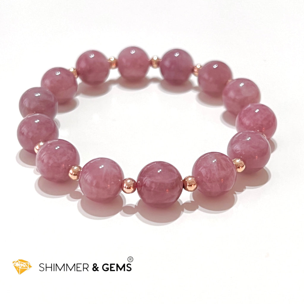 Pink Amethyst 11Mm (Very Rare) Healing Bracelet With 14K Rose Gold Filled Bracelets