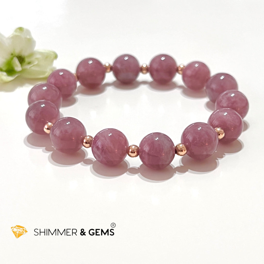 Pink Amethyst 11Mm (Very Rare) Healing Bracelet With 14K Rose Gold Filled Bracelets