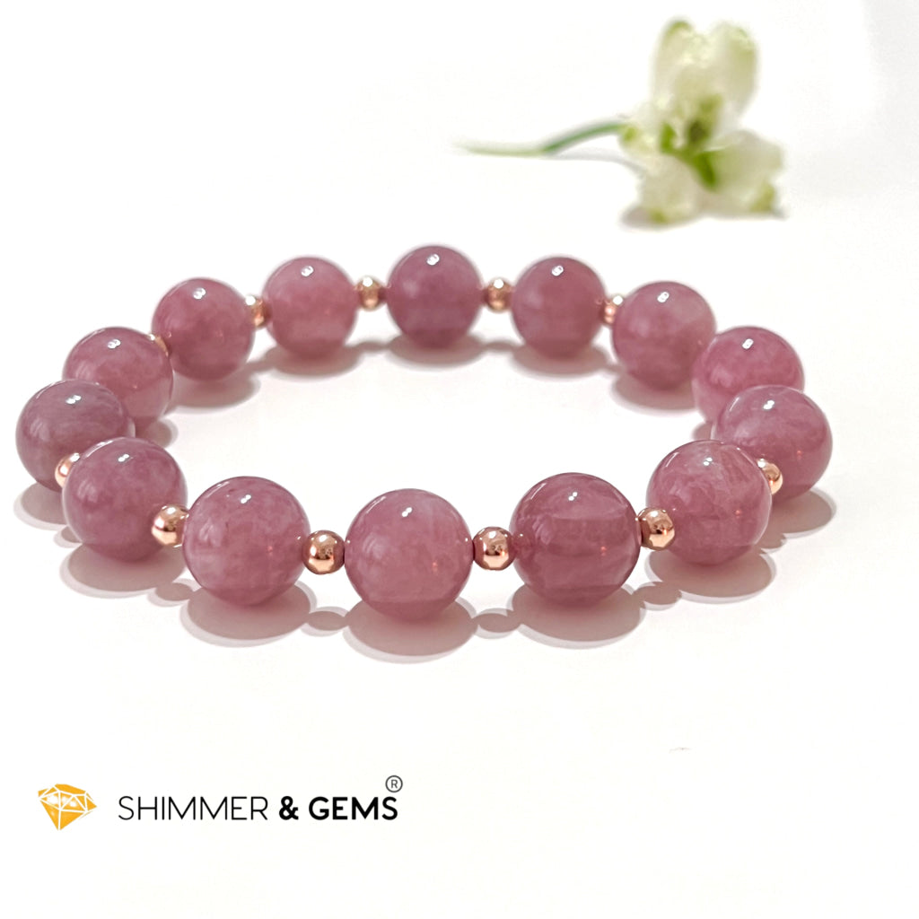 Pink Amethyst 11Mm (Very Rare) Healing Bracelet With 14K Rose Gold Filled Bracelets