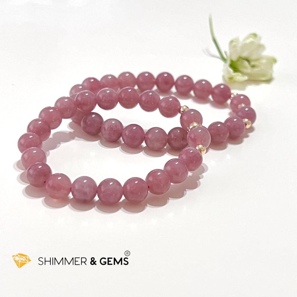 Pink Amethyst 8Mm (Very Rare) Healing Bracelet With 14K Gold Filled Bracelets