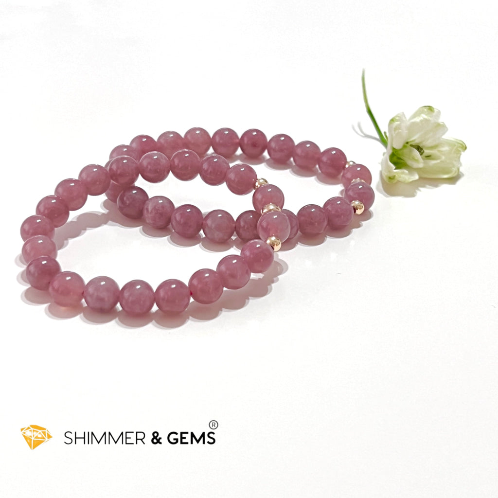 Pink Amethyst 8Mm (Very Rare) Healing Bracelet With 14K Gold Filled Bracelets