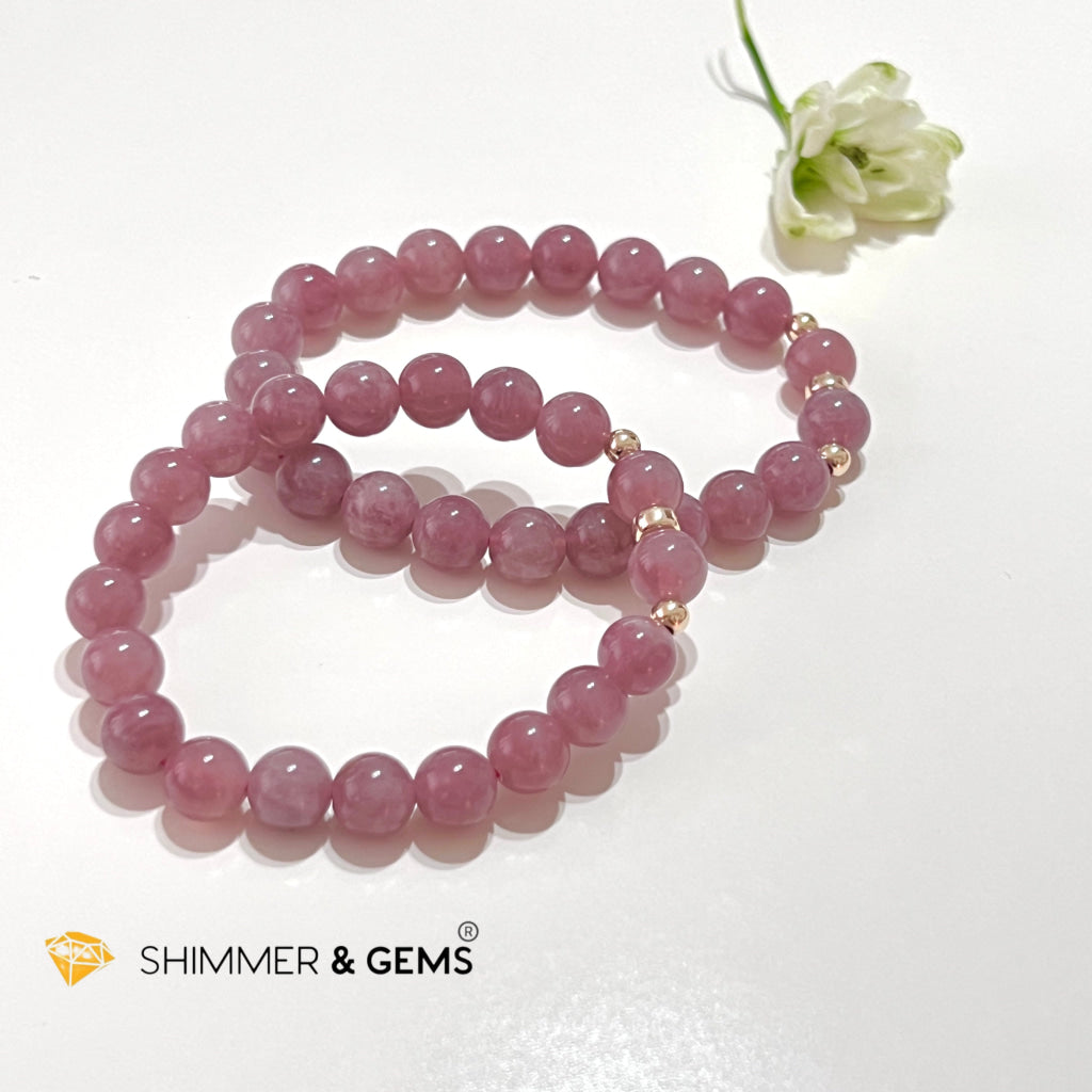 Pink Amethyst 8Mm (Very Rare) Healing Bracelet With 14K Gold Filled Bracelets