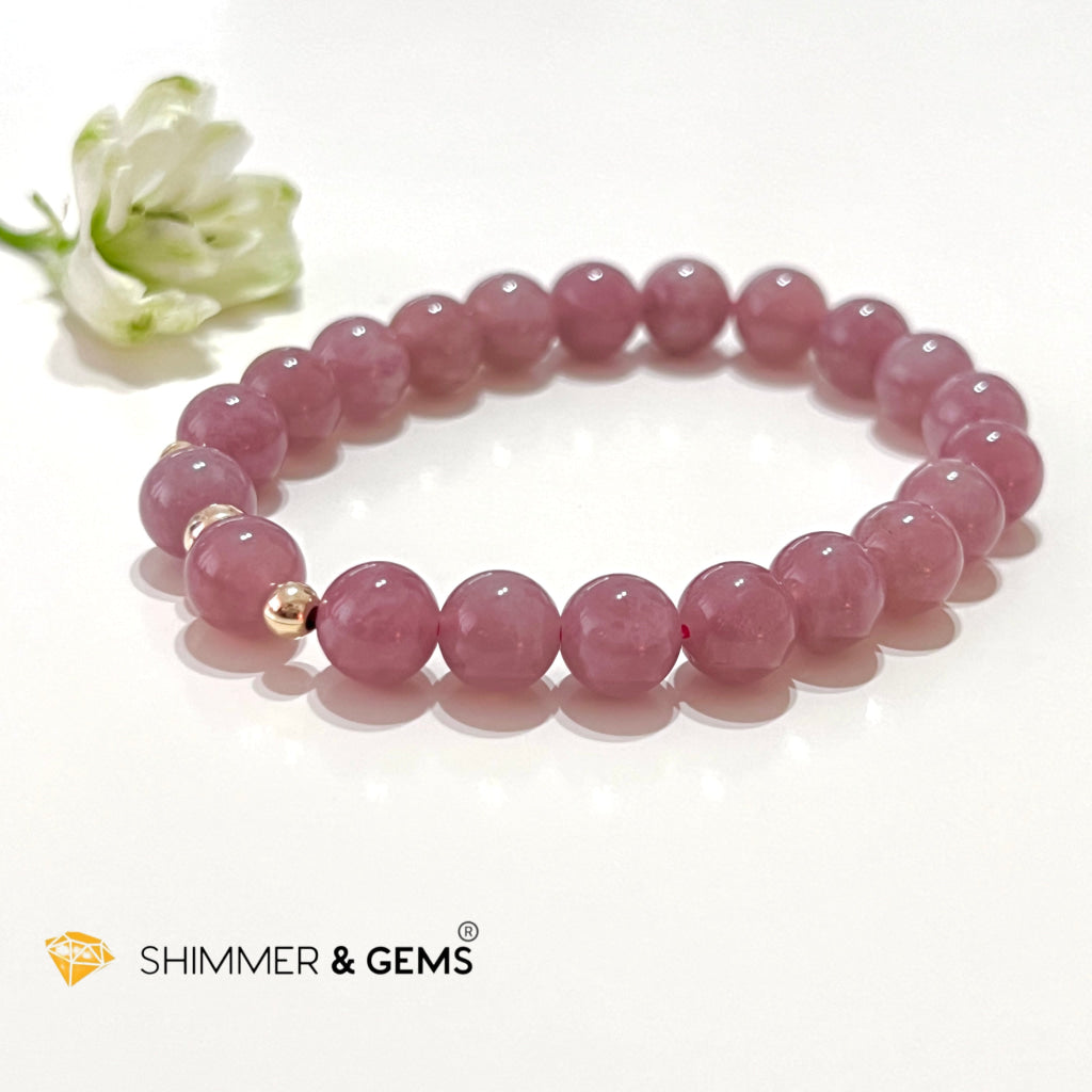 Pink Amethyst 8Mm (Very Rare) Healing Bracelet With 14K Gold Filled Bracelets