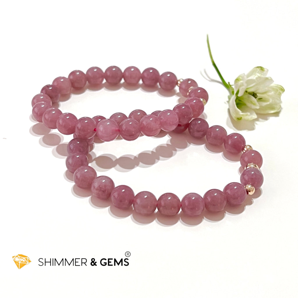 Pink Amethyst 8Mm (Very Rare) Healing Bracelet With 14K Gold Filled Bracelets