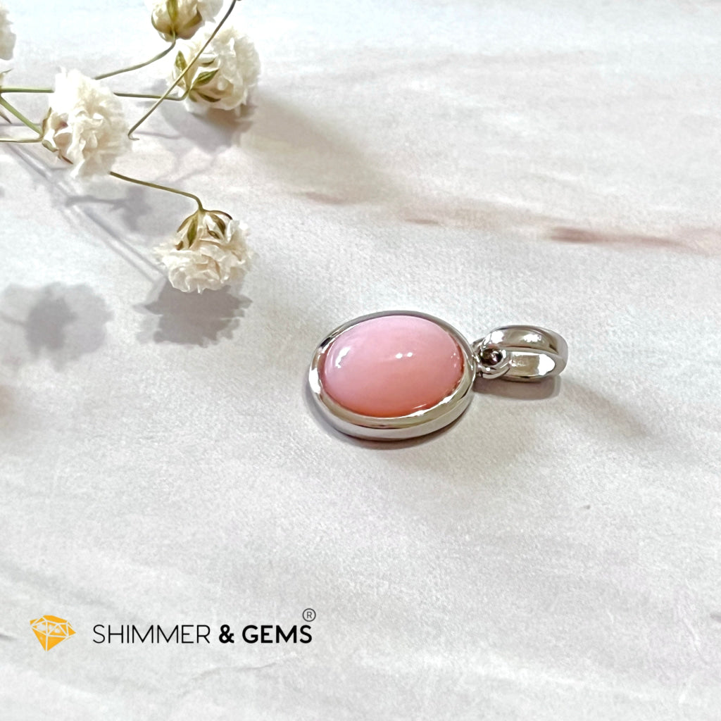Pink Opal Oval 925 Silver Pendant (Peru) 8X10Mm (Pendant Only)