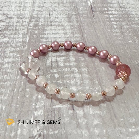 Pink Pearl Moonstone Luminous Bracelet (Higher Heart Activation)