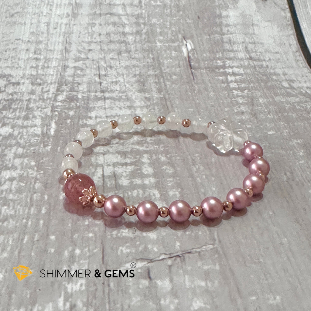 Pink Pearl Moonstone Luminous Bracelet (Higher Heart Activation)