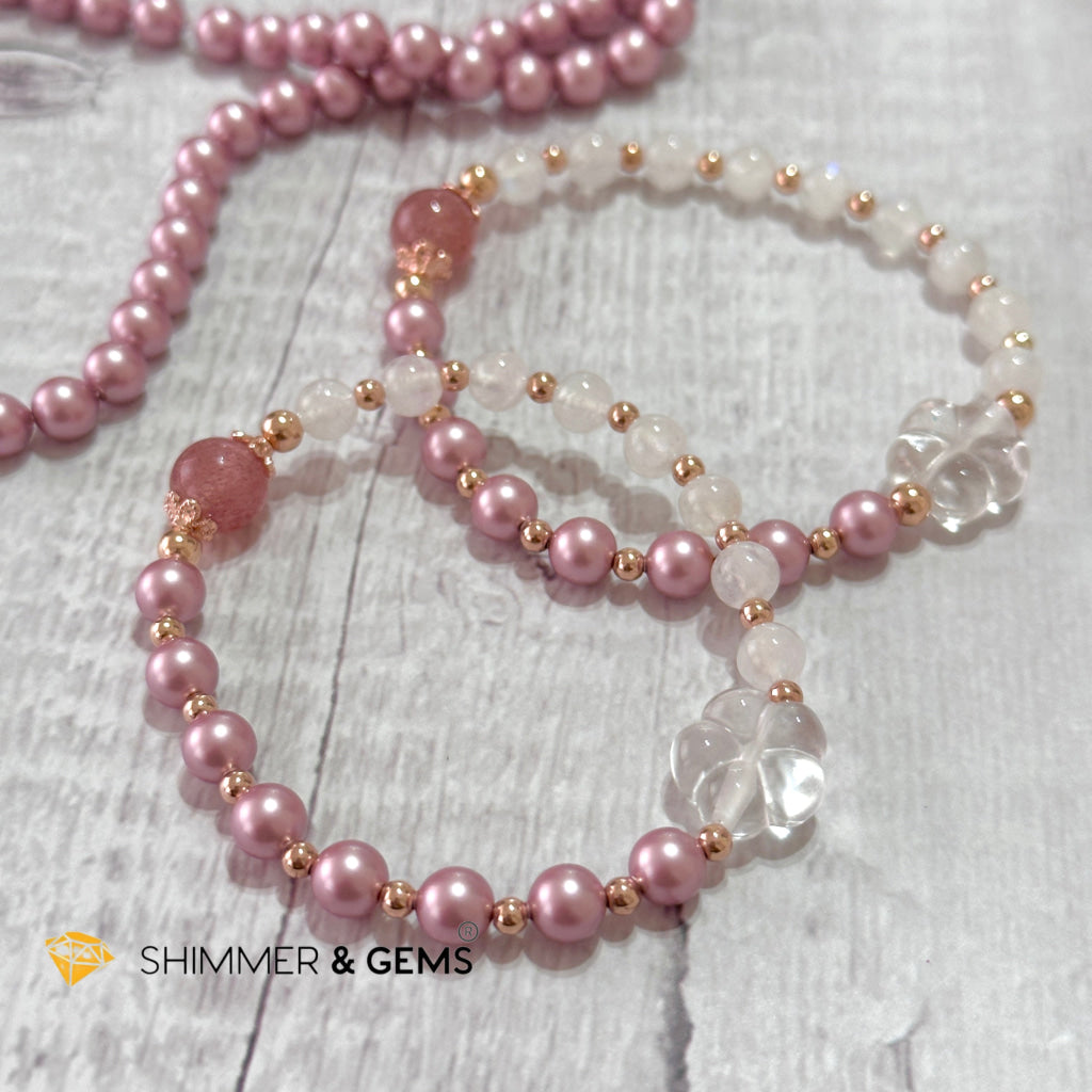 Pink Pearl Moonstone Luminous Bracelet (Higher Heart Activation)