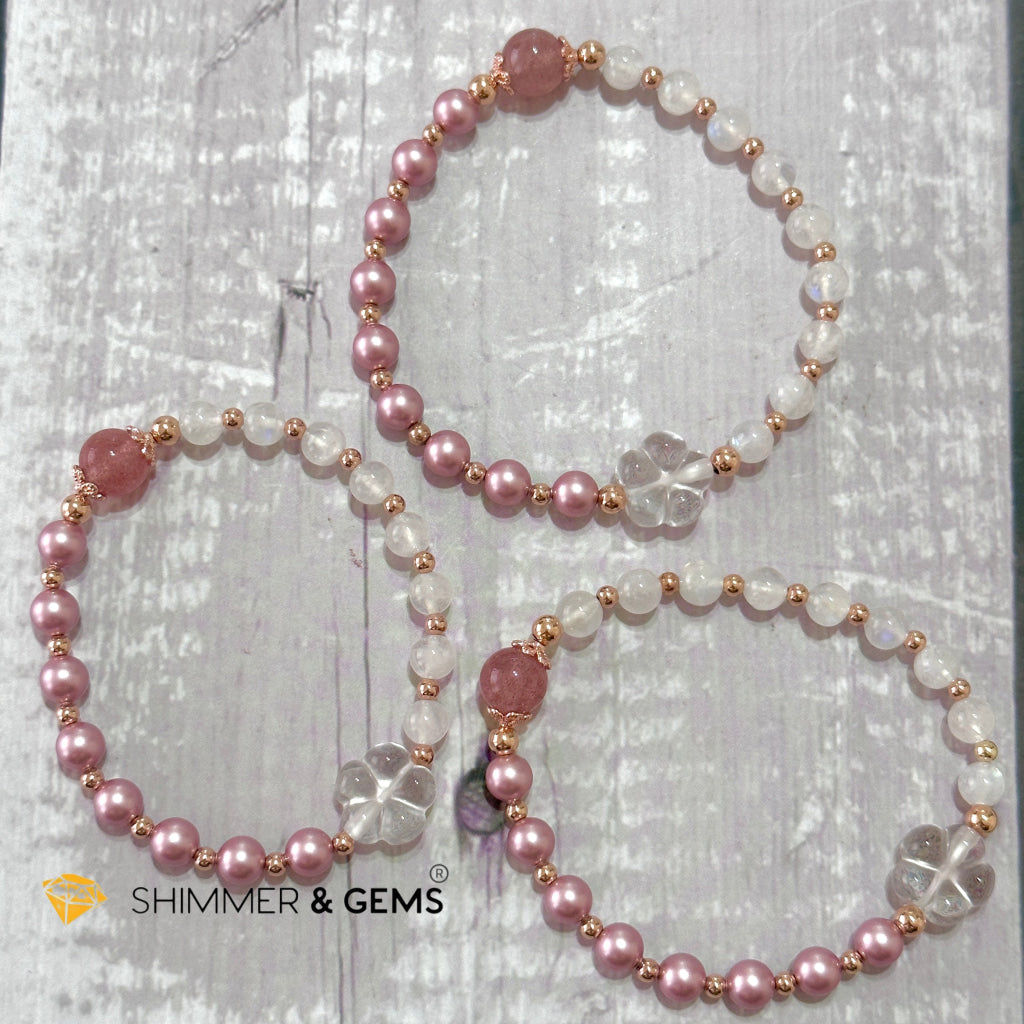 Pink Pearl Moonstone Luminous Bracelet (Higher Heart Activation)