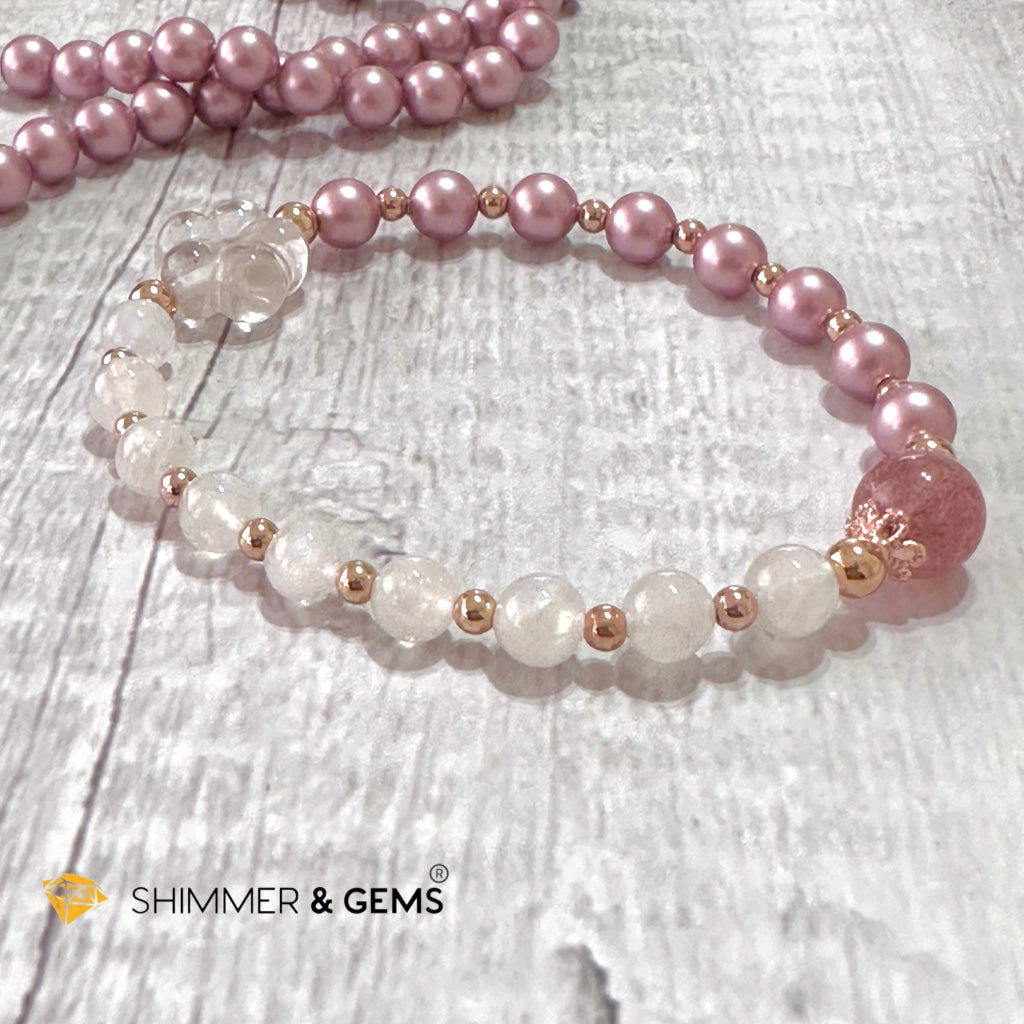 Pink Pearl Moonstone Luminous Bracelet (Higher Heart Activation)