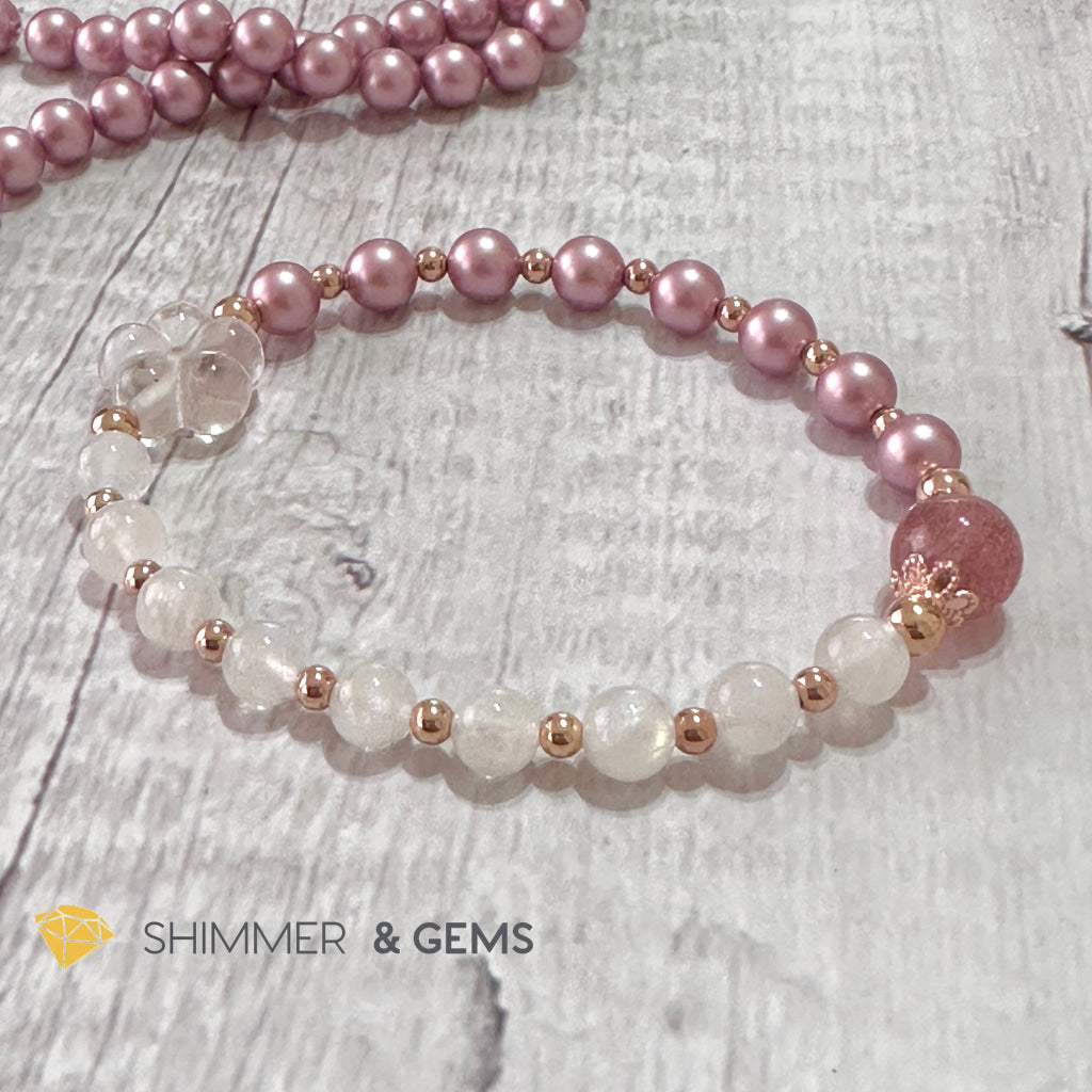 Pink Pearl Moonstone Luminous Bracelet (Higher Heart Activation)