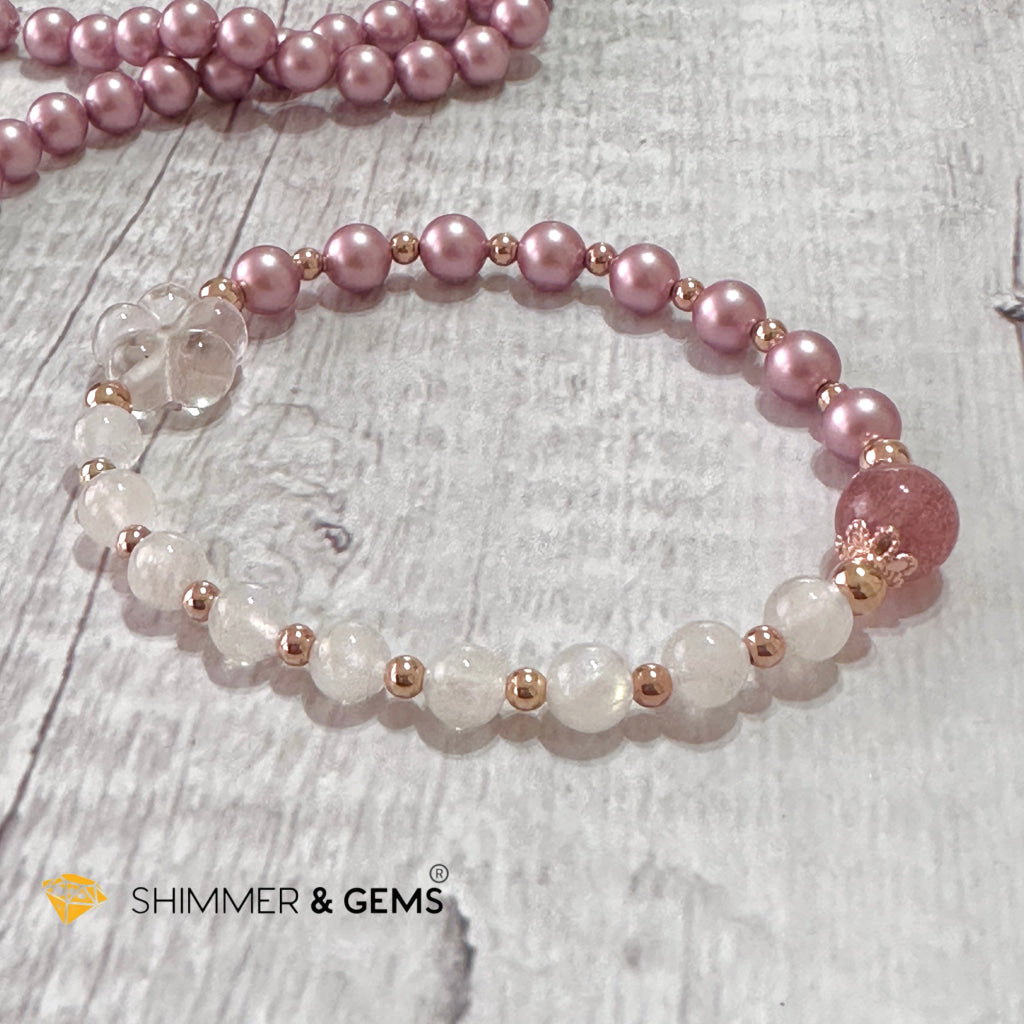 Pink Pearl Moonstone Luminous Bracelet (Higher Heart Activation)