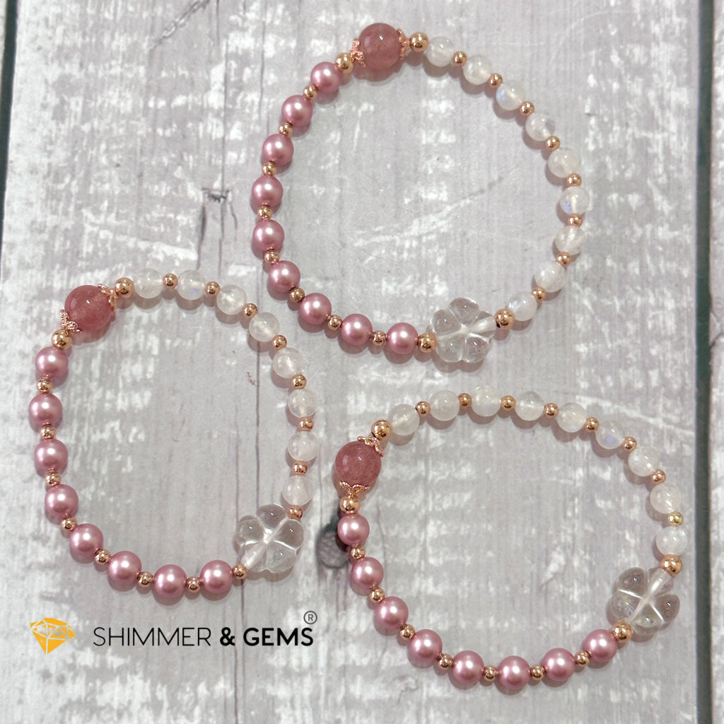 Pink Pearl Moonstone Luminous Bracelet (Higher Heart Activation)