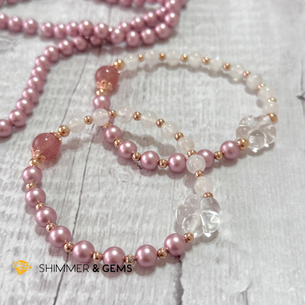 Pink Pearl Moonstone Luminous Bracelet (Higher Heart Activation)