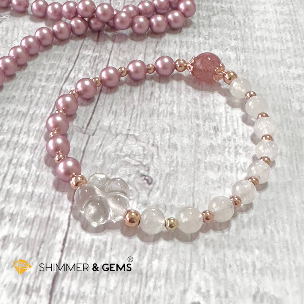 Pink Pearl Moonstone Luminous Bracelet (Higher Heart Activation)