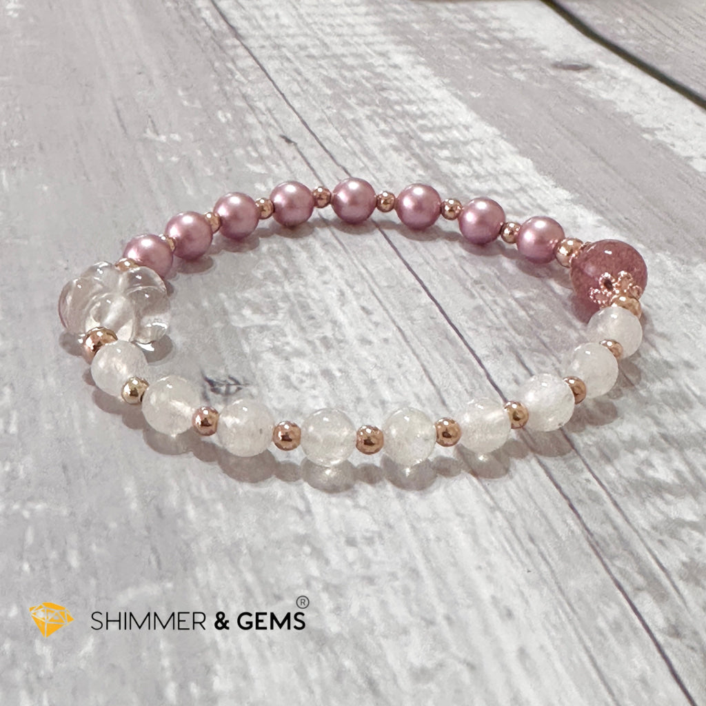 Pink Pearl Moonstone Luminous Bracelet (Higher Heart Activation)