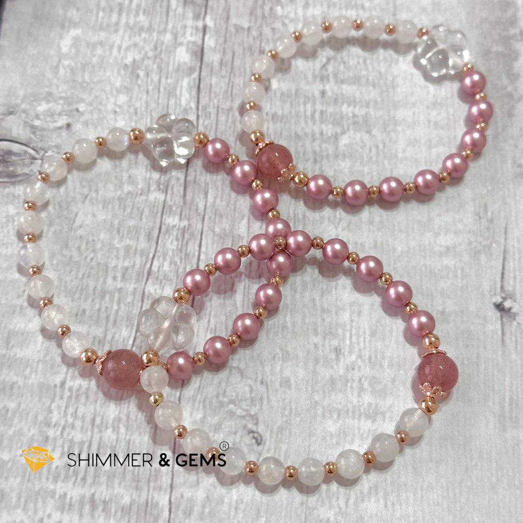 Pink Pearl Moonstone Luminous Bracelet (Higher Heart Activation)