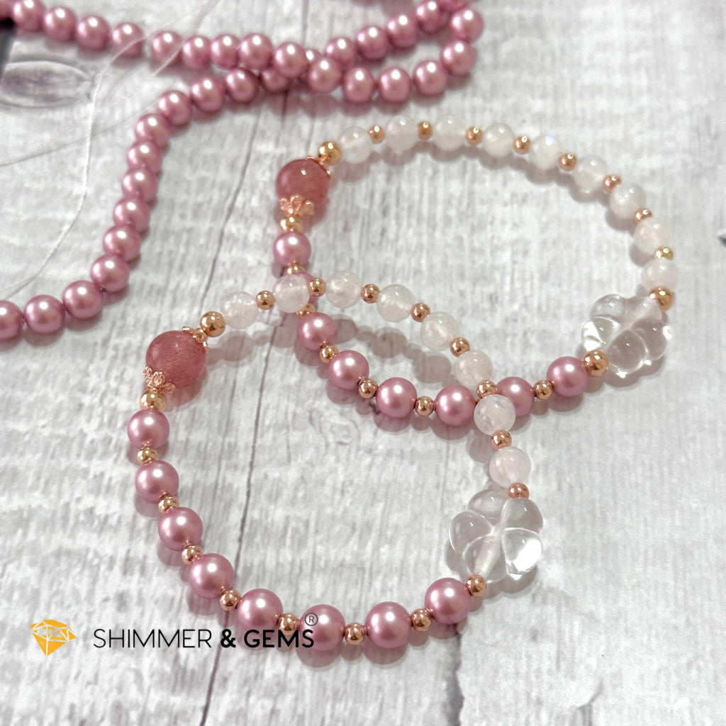 Pink Pearl Moonstone Luminous Bracelet (Higher Heart Activation)