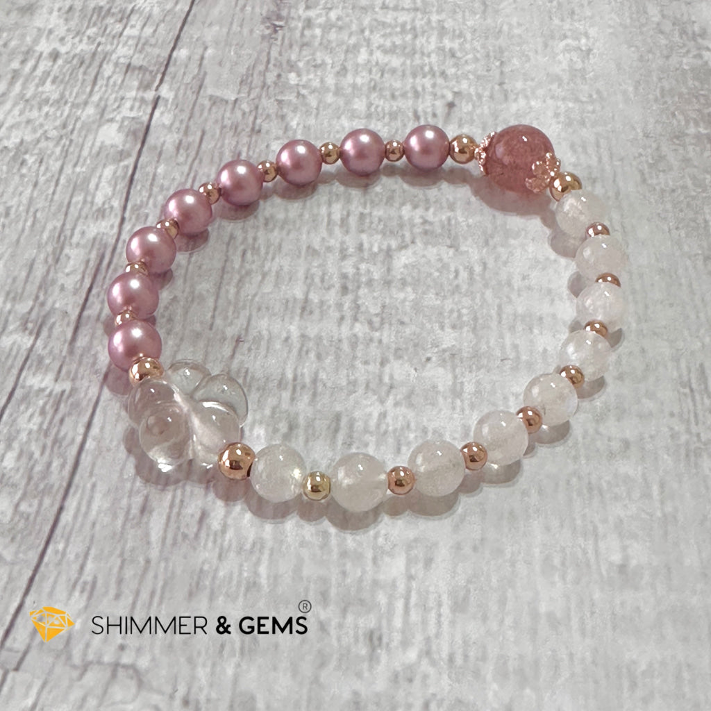 Pink Pearl Moonstone Luminous Bracelet (Higher Heart Activation)