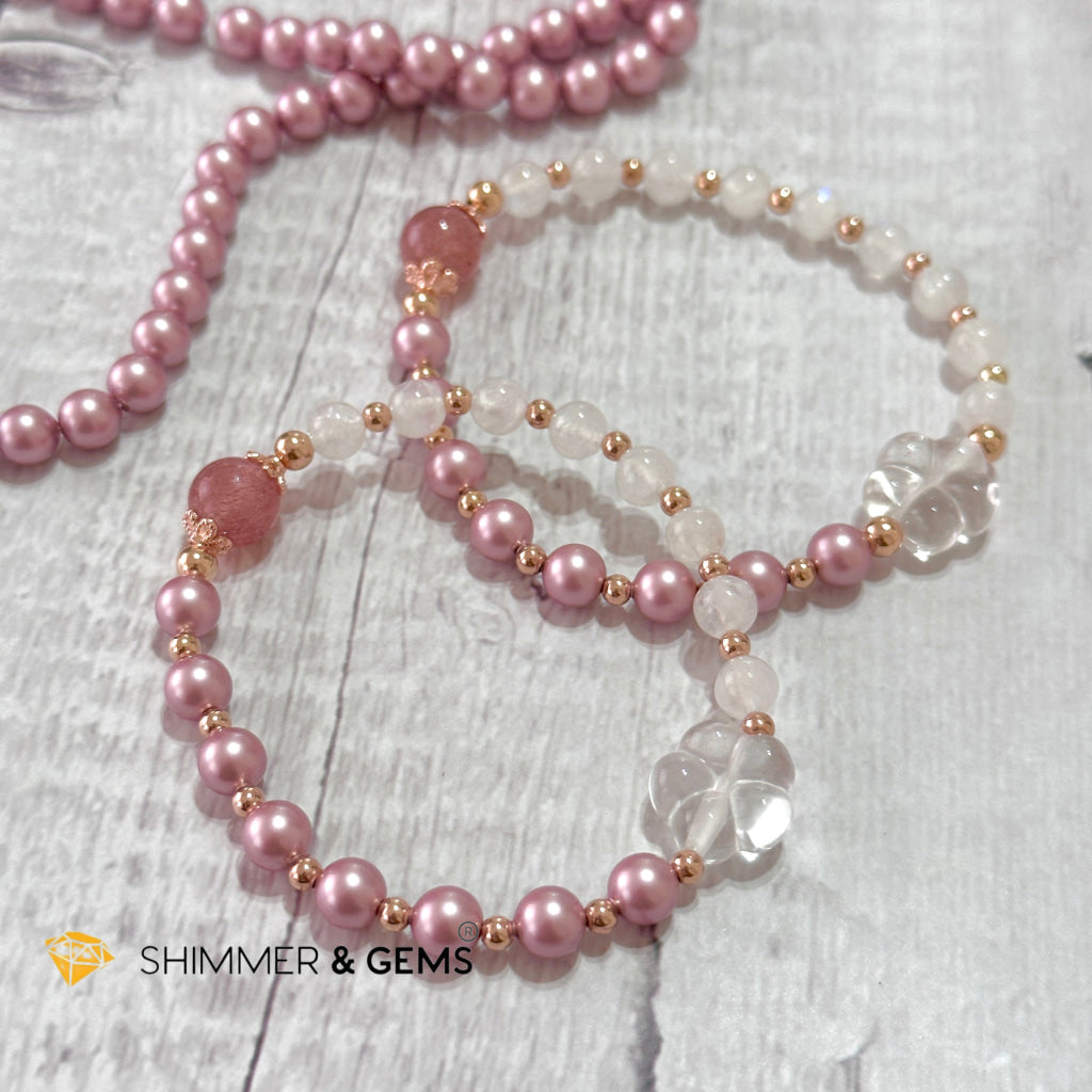 Pink Pearl Moonstone Luminous Bracelet (Higher Heart Activation)