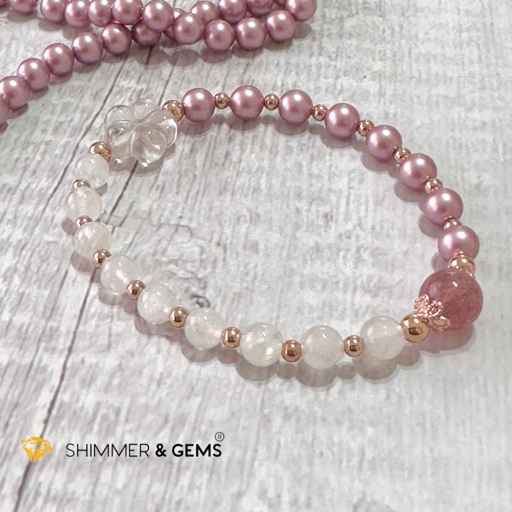 Pink Pearl Moonstone Luminous Bracelet (Higher Heart Activation)