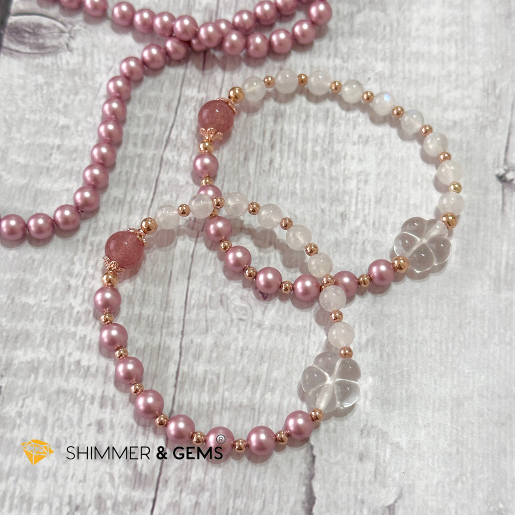 Pink Pearl Moonstone Luminous Bracelet (Higher Heart Activation)