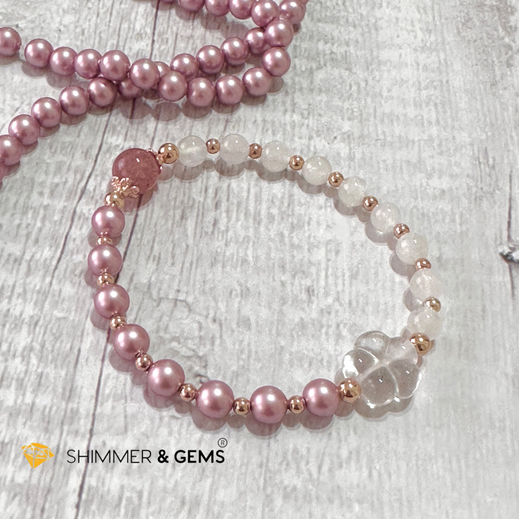 Pink Pearl Moonstone Luminous Bracelet (Higher Heart Activation)