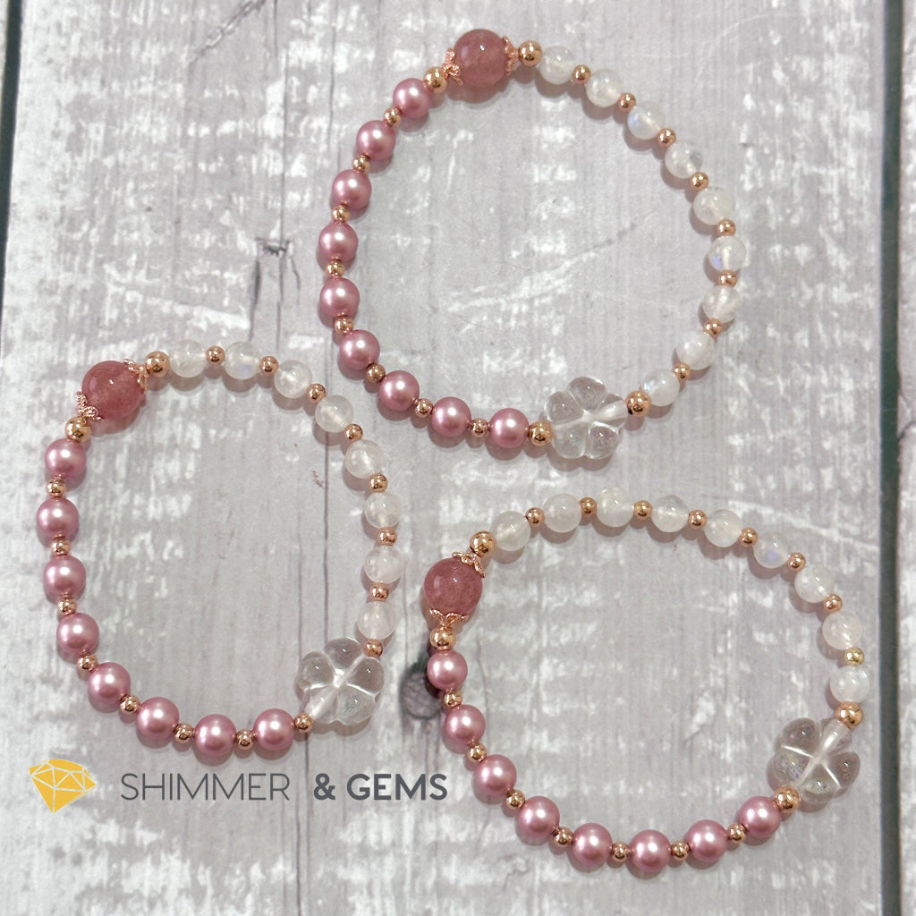 Pink Pearl Moonstone Luminous Bracelet (Higher Heart Activation)