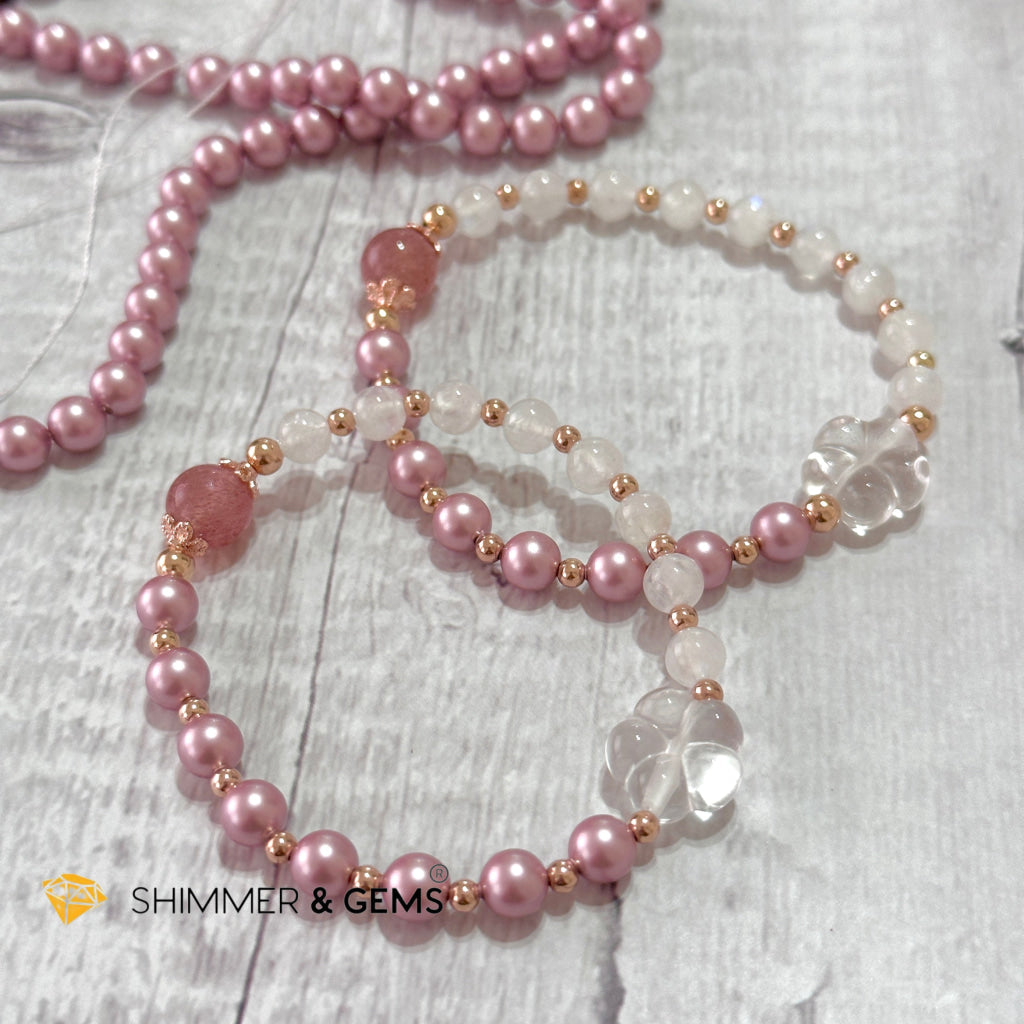 Pink Pearl Moonstone Luminous Bracelet (Higher Heart Activation)