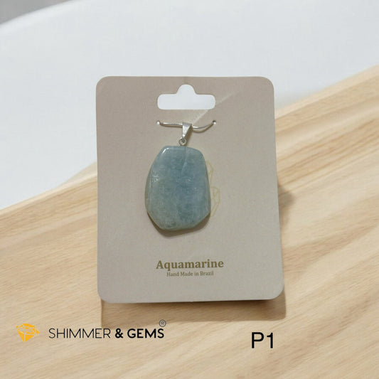 Polished Aquamarine Slab Pendant (Brazil) 25-40mm