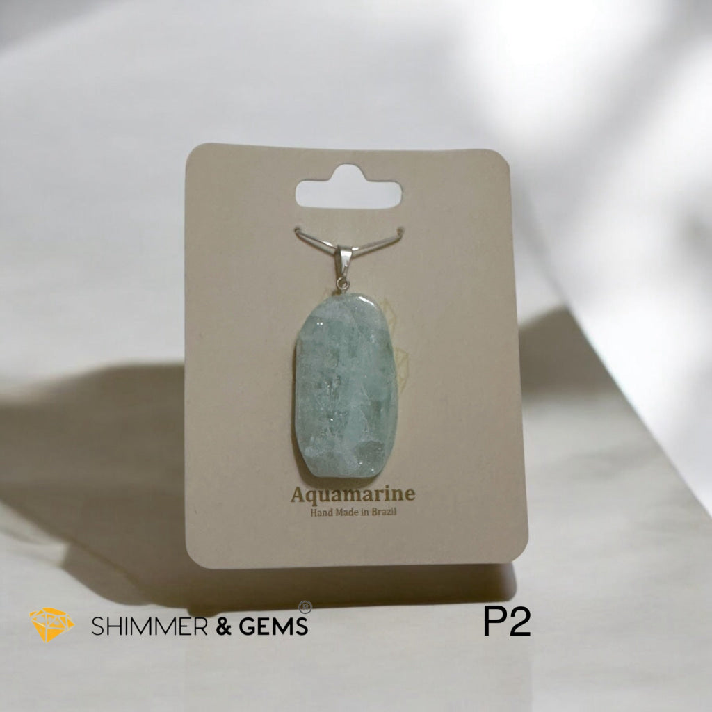 Polished Aquamarine Slab Pendant (Brazil) 25-40mm