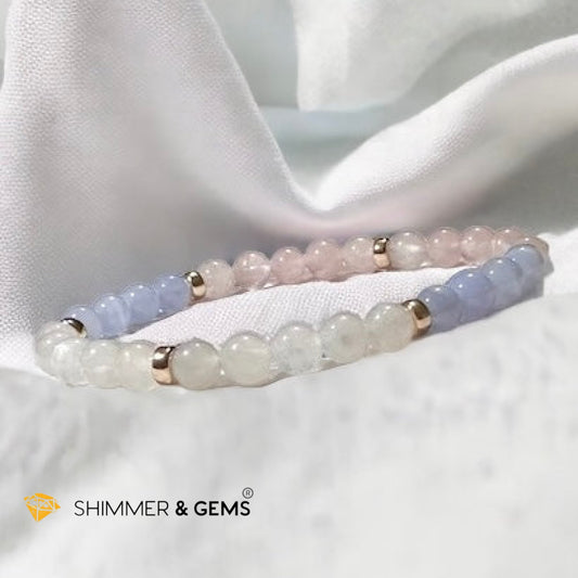 Pregnancy Protection Remedy Bracelet (Rose Quartz, Moonstone, Chalcedony with 14k Gold Filled Spacers)