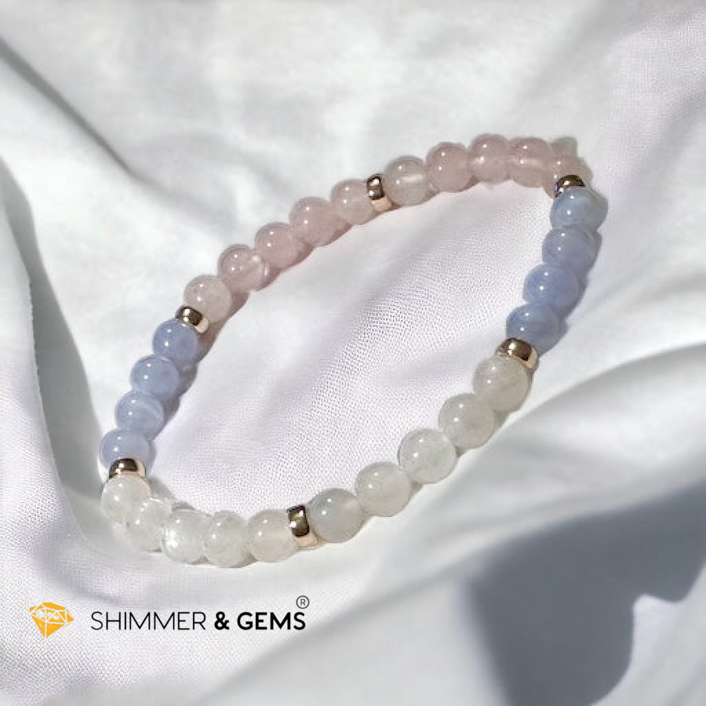 Pregnancy Protection Remedy Bracelet (Rose Quartz, Moonstone, Chalcedony with 14k Gold Filled Spacers)